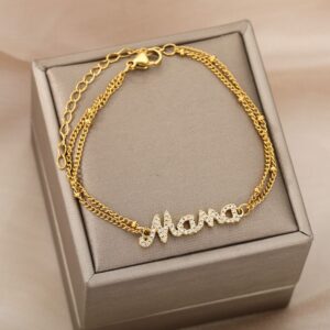 Gold Delicate Chain "Mama" Name Bracelet
