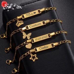 Gold-Tone Personalized Name Bar Bracelet Set